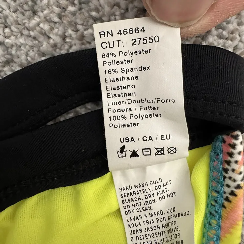 Hurley Halter Bikini Swim Top M Boho Chic Tribal Surfer Bright Rave Festival Y2K - Picture 7 of 7